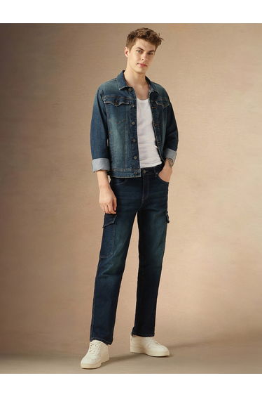 Mid Rise Straight Fit Faded Jeans