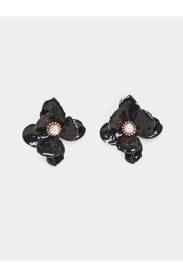 Black Flower Stud Earrings