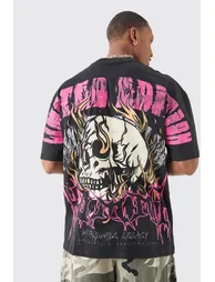 تيشيرت بطبعة غرافيك - أسود