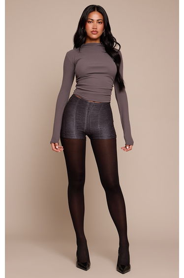 Charcoal Textured Jersey Hot Pants