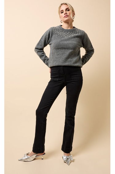 Grey Embellished Knitted Jumper