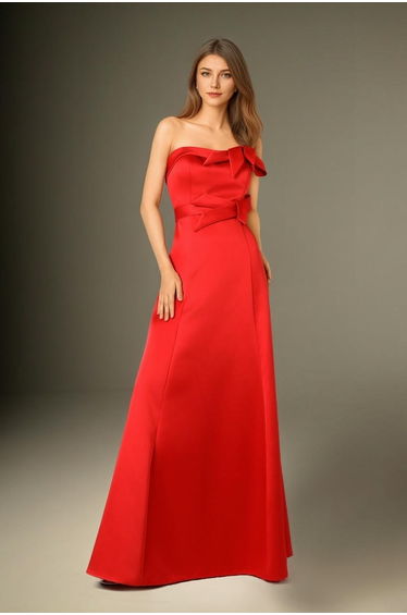 Satin Royale Red Strapless Dress