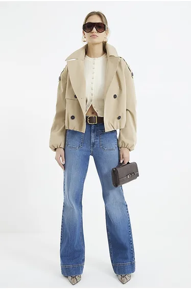 Blue high waisted wide leg jeans