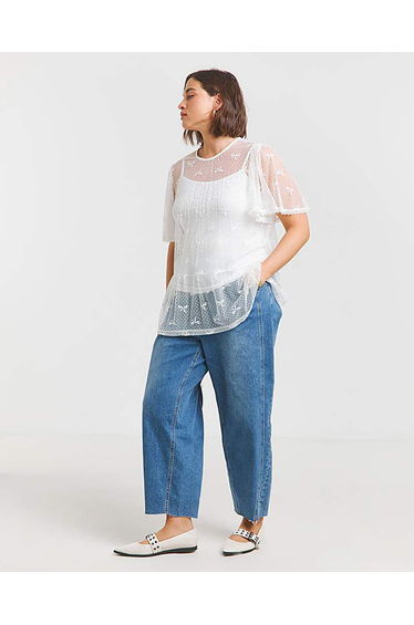 Bow Print Lace Tie Front Top