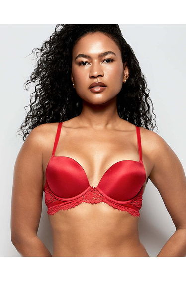 Push Up Bra With Lace Wings in Cosmo Red