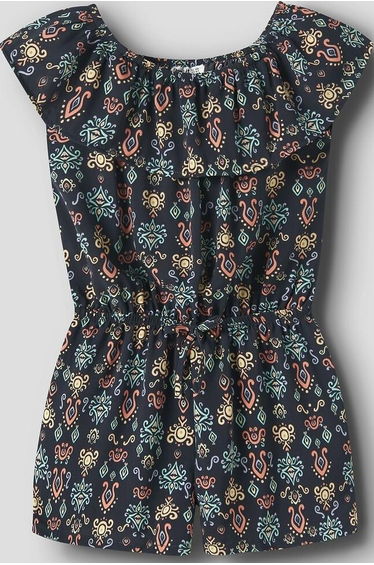 Leaf Print Draping Ruffled Playsuit