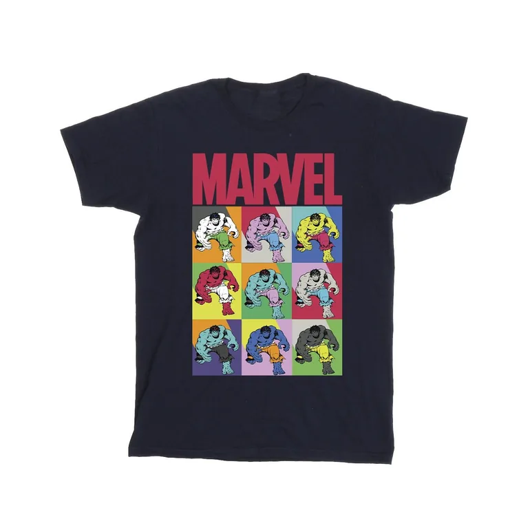 Marvel Girls Hulk Pop Art Cotton T-Shirt - Navy Blue - 1