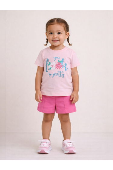 Baby Girls Floral Print T-Shirt and Shorts Set