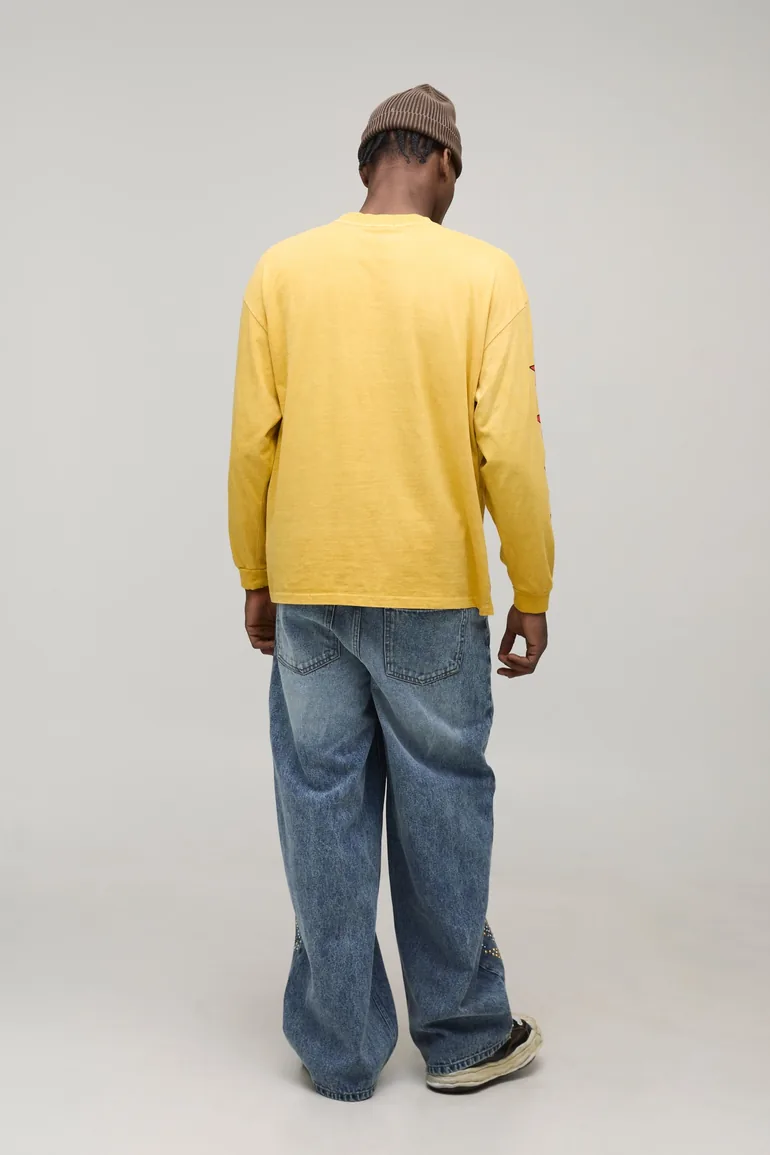 Baggy Star Studded Detail Jeans - light blue - 1