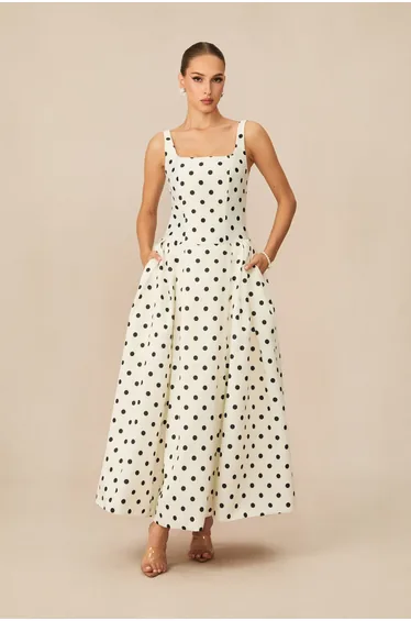 فستان سانفير متعدد الالوان ماكسي منقط