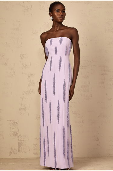 Émilie Purple Beaded Fringed Detail Maxi Dress