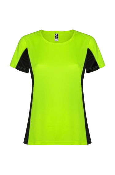 Roly Womens/Ladies Shanghai Short-Sleeved Sports T-Shirt - Fluro Green/Solid Black