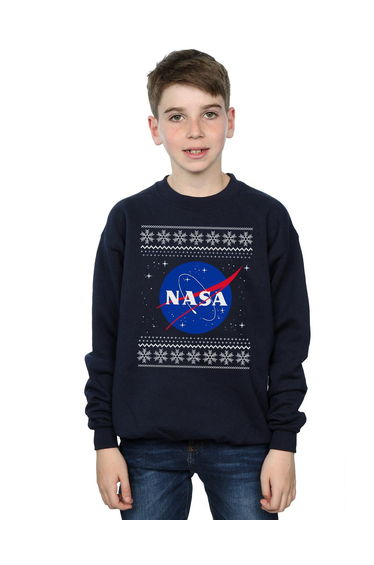NASA Boys Classic Fair Isle Sweatshirt - Navy Blue