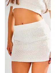 Petite Cream Boucle Mini Skirt - 4