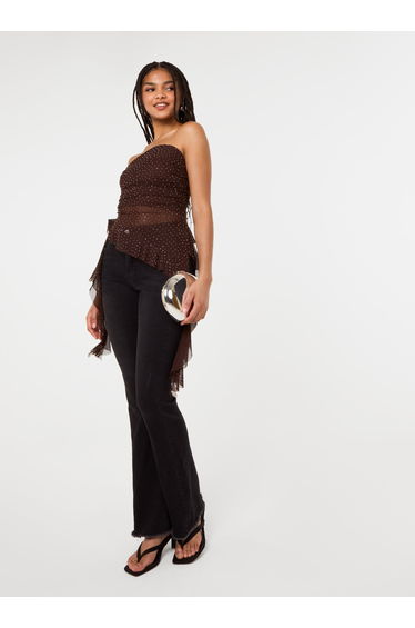 Asymmetric Diamante Bandeau Top