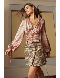 Jacquard Rivet Asymmetrical Mini Skirt