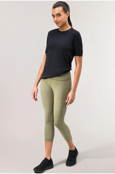 Sculpting Compression Crop Legging - CORE MUSK GREEN