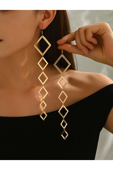 Gold Geometric Drop Earrings