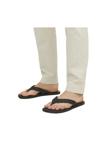 Jack And Jones Mens Washton Leather Flip Flops - Anthracite
