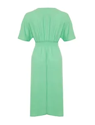 Green Tie Detailed Midi Woven Midaxi Dress - 7