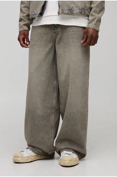 Tall Baggy Fit Overdyed Jeans - stone
