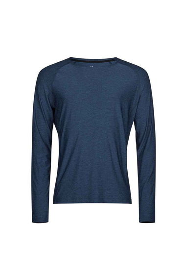Tee Jays Mens CoolDry Long-Sleeved T-Shirt - Navy Melange