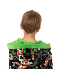 Minecraft Boys Creeper TNT Dressing Gown - Black/Green/Grey - 3