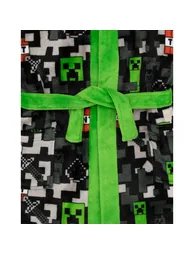 Minecraft Boys Creeper TNT Dressing Gown - Black/Green/Grey - 1