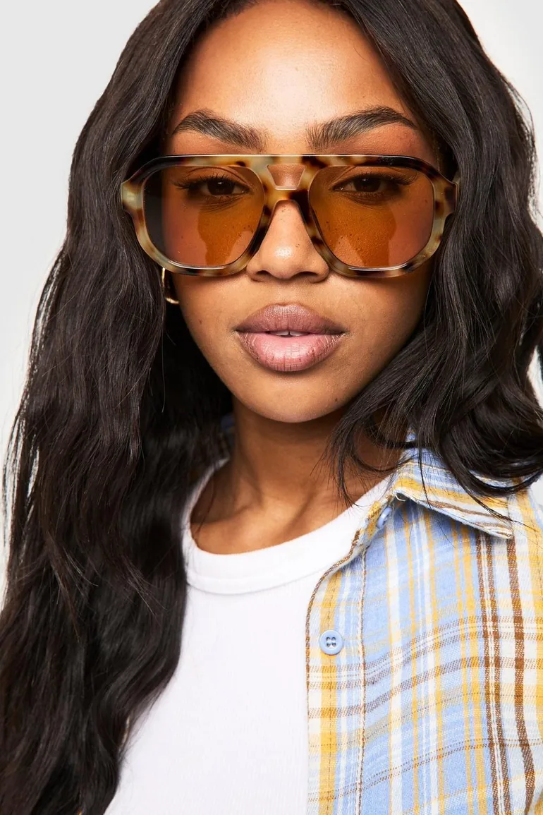 Oversized Tortoise Shell Aviator Sunglasses