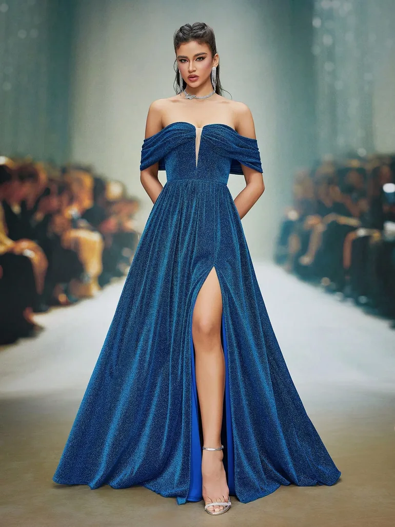 Leely Elegant Off The Shoulder Sleeveless Prom Dress