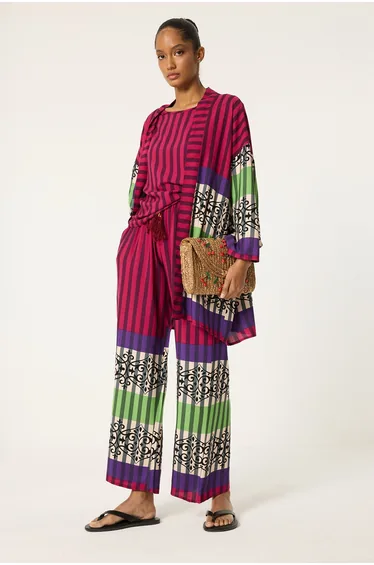 PATTERNED 3 PIECE KIMONO SET