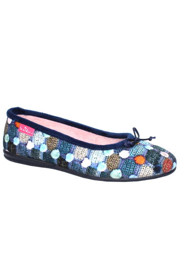 Lunar Womens/Ladies Magic Spotted Slippers - Navy