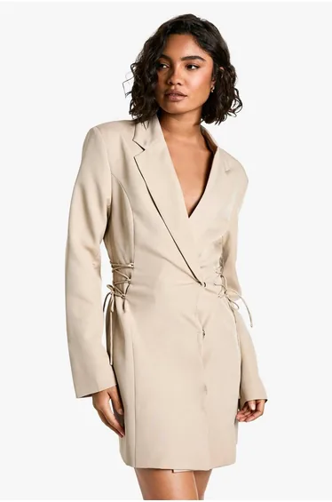Tall Lace Up Side Blazer Dress