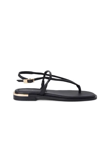 Gold Heel Dressy Sandal Black
