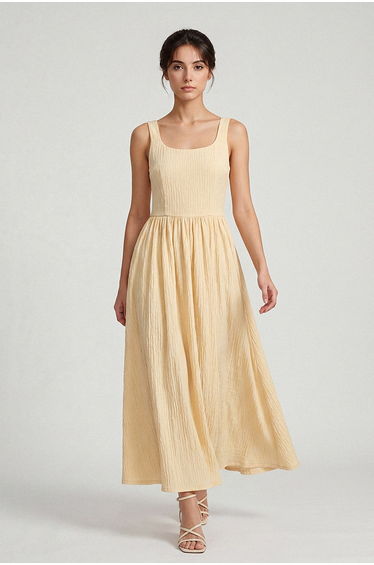 Sleeveless Textured Longline Dress