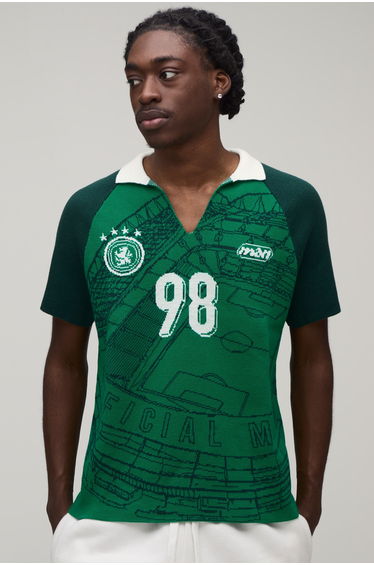 Regular Fit Varsity Jacquard Striped Knitted Polo - green