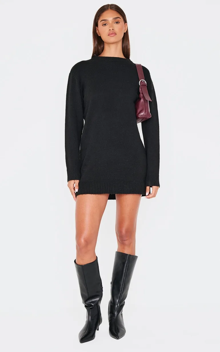 oversized knitted jumper dress Cable Knit Jumper Dress Oversized Crew Neck Montelu