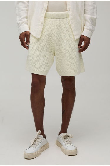 Relaxed Open Stitch Knitted Short - ecru