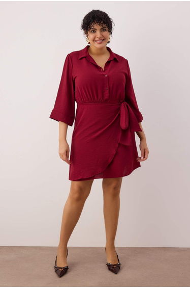 Cherry aerobin mini hiding belly woven plus size dress