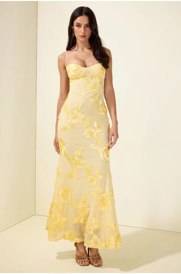 Mesh Embroidered Slip Midi Dress
