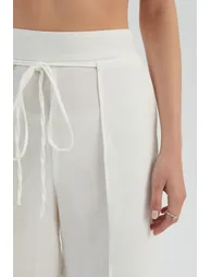High Waist Straight Leg Trousers with a Front Tie - 4
