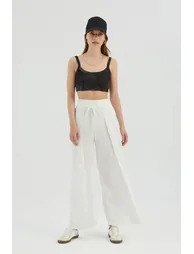 High Waist Straight Leg Trousers with a Front Tie