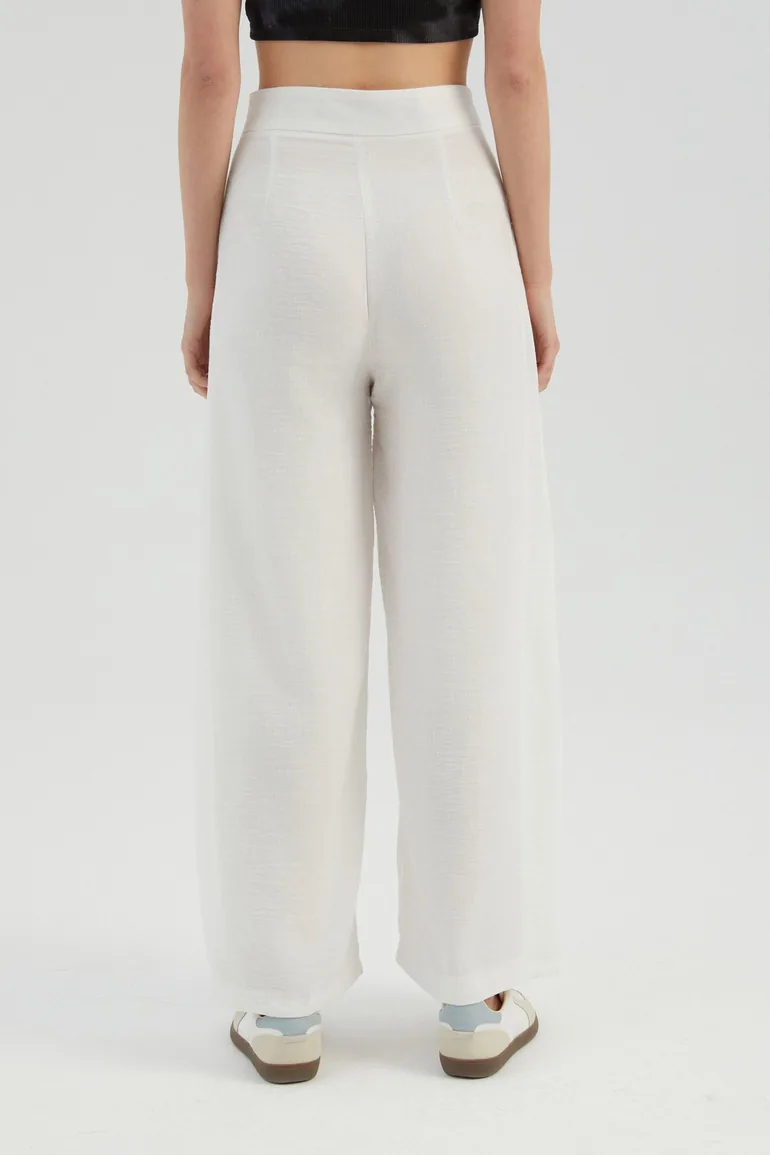 High Waist Straight Leg Trousers with a Front Tie - 5