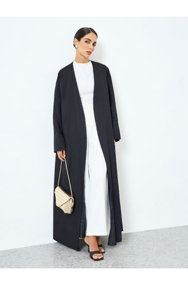 Women Solid Black Long Sleeve Abaya