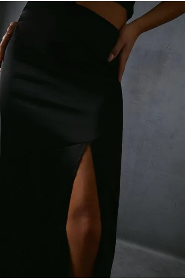 Satin High Waist Maxi Skirt