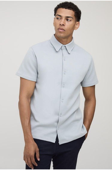 Regular Interlock Short Sleeve Shirt - grey