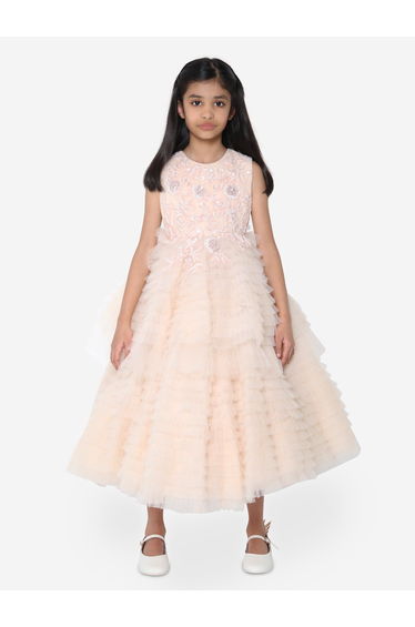 Maison Ava Girls Coralie Dress in Blush