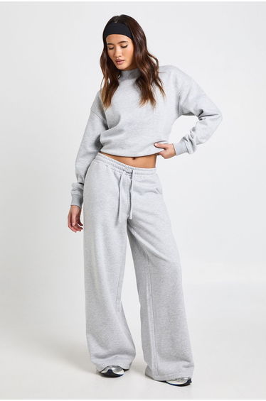 Extended Neck Sweatshirt Tracksuit - grey marl