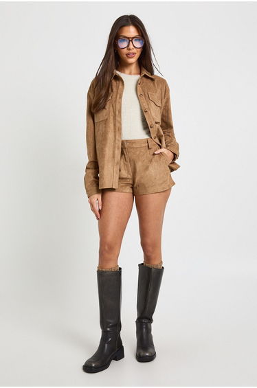 Faux Suede Short - mocha