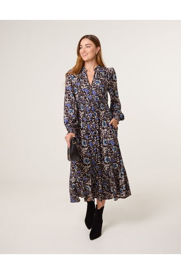 Paisley Shirred Waist Shirt Dress